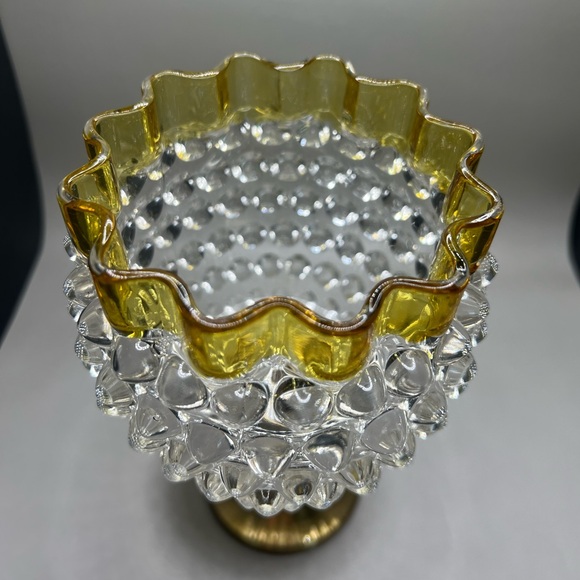 Hobbs Brockunier 323 Yellow Frances Dew Drop Hobnail Ware Yellow Edge| 2 Lots - Picture 11 of 14